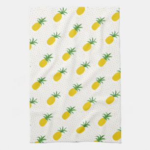 Golden Tropical Pineapples Kitchen Towel