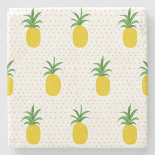 Golden Tropical Pineapples Stone Coaster