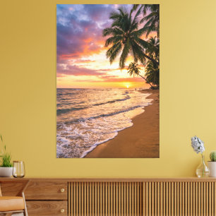 Golden Tropical Sunset Beach Canvas Print