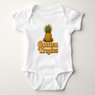 Golden Tropics Retro Pineapple Graphic Baby Bodysuit