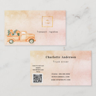 Golden truck transport service QR code  Business Card