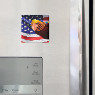 Golden Trump Bird USA Drapeau Carré Magnet