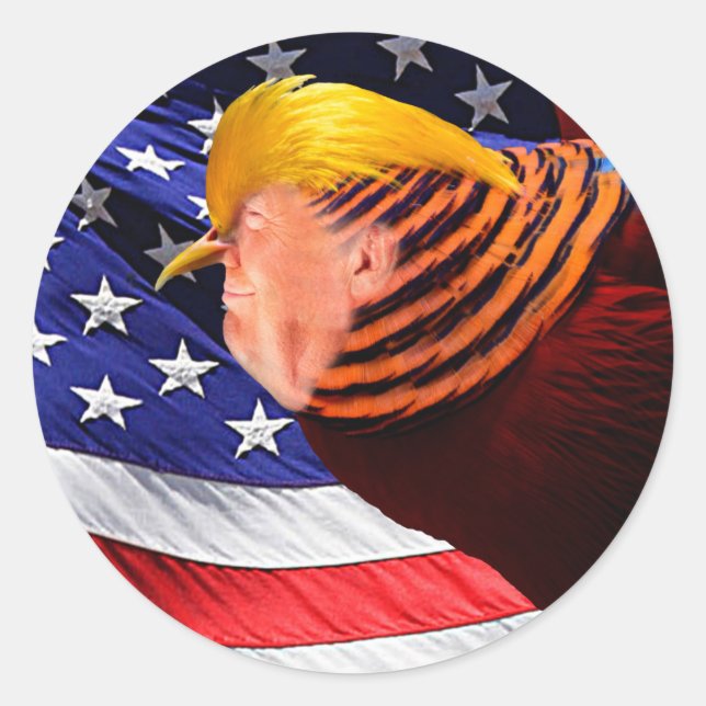 Golden Trump Bird USA Flag Round Sticker (Front)