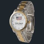 Golden Trump watch with United States flag<br><div class="desc">Golden Trump watch with United States flag . Keep America Great.  Classy wrist watch for men with vintage US flag. Support the republican party campaign. Patriotic design with American flag. Keep America Great. Make America Great Again.</div>