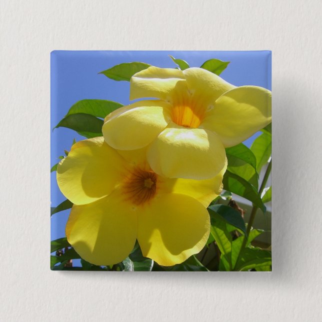 Golden Trumpet Flowers I 2 Inch Square Button (Front)