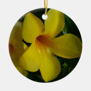 Golden Trumpet Flowers II Tropical Ceramic Ornament