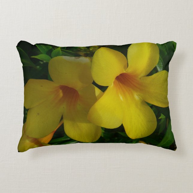 Golden Trumpet Flowers II Tropical Decorative Pillow (Front)