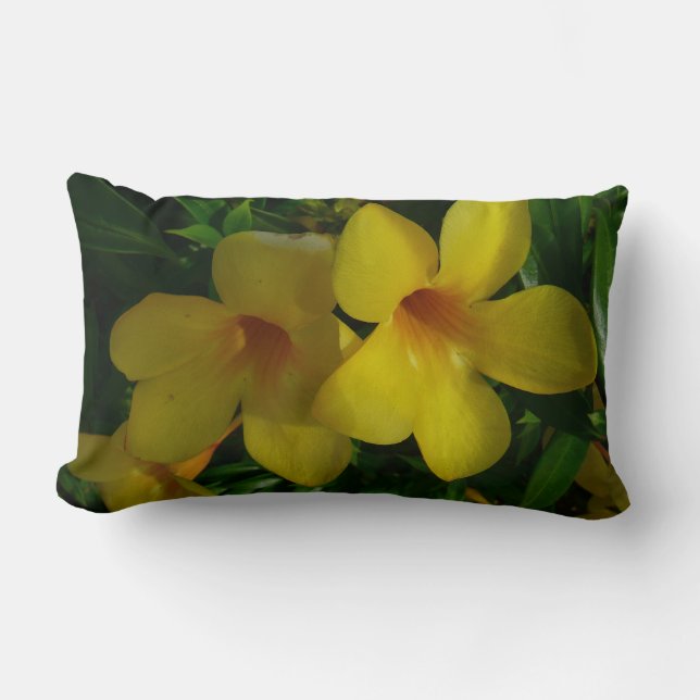 Golden Trumpet Flowers II Tropical Lumbar Pillow (Front)