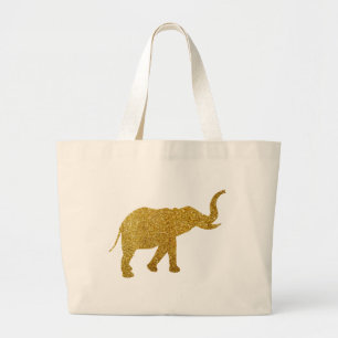 Golden Trumpeting Elephant Large Tote Bag