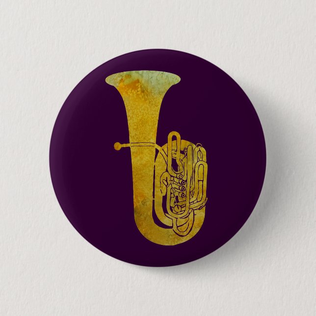 Golden Tuba 2 Inch Round Button (Front)