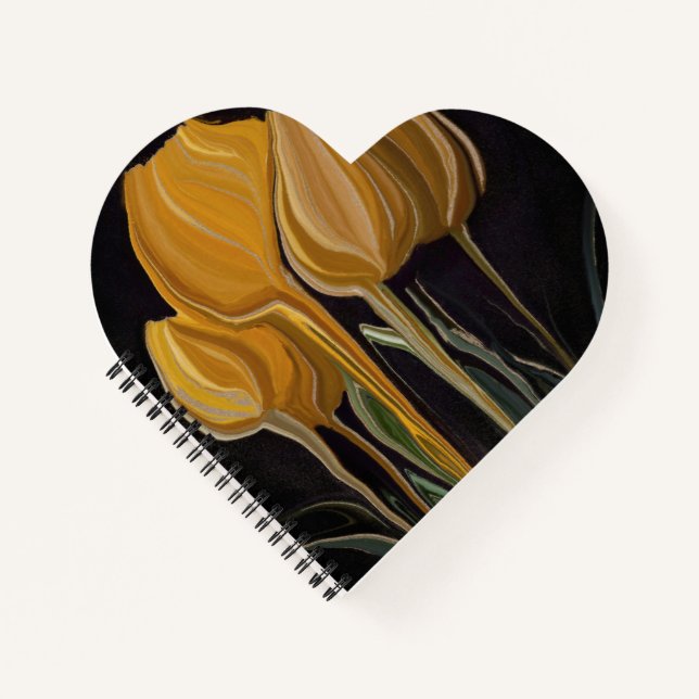 Golden Tulip Trio on Black Notebook (Front)