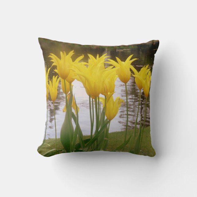 Golden Tulips Lakeside Throw Pillow (Front)