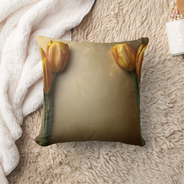 Golden Tulips Throw Pillow (Blanket)