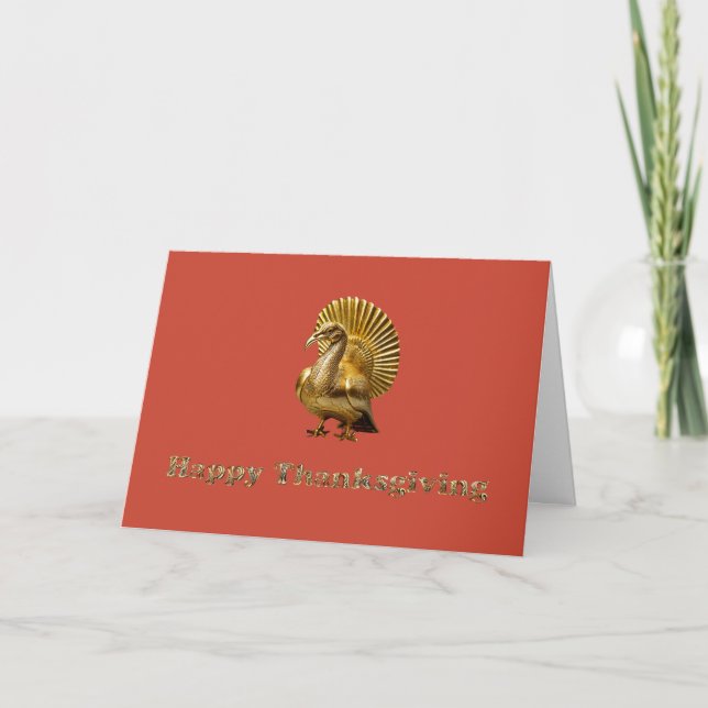Golden Turkey Thanksgiving Greeting Card (Front)