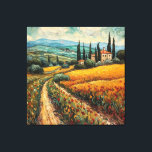Golden Tuscany Dreams Canvas Print<br><div class="desc">Bring the warmth and romance of the Italian countryside into your home with this Golden Tuscany Dreams canvas print. Inspired by the vibrant brushstrokes of Van Gogh and the sun-soaked hills of Tuscany, this artwork radiates a timeless, rustic charm. The swirling sky, textured fields, and scenic path evoke a sense...</div>