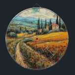 Golden Tuscany Dreams Dartboard<br><div class="desc">Bring the warmth and charm of the Italian countryside to your game room with the Golden Tuscany Dreams dartboard. Featuring a vibrant, painterly landscape inspired by the sunlit hills and swirling skies of Tuscany, this piece transforms casual play into an artistic experience. Whether you're a serious darts competitor or just...</div>