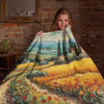 Golden Tuscany Dreams Fleece Blanket<br><div class="desc">Wrap yourself in the warmth and artistry of the Italian countryside with this Golden Tuscany Dreams Fleece Blanket, featuring a lush Tuscan landscape painted in the vibrant, textured style of Vincent van Gogh. The design showcases his signature impasto brushwork, bringing to life golden vineyards, rolling hills, and rustic cypress trees...</div>