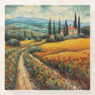 Golden Tuscany Dreams Glass Coaster