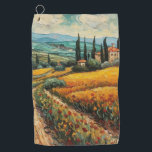 Golden Tuscany Dreams Golf Towel<br><div class="desc">Carry the romance of the Tuscan countryside onto the green with this exquisitely designed golf towel. Inspired by the golden light and rolling vineyards of Italy, the artwork echoes Van Gogh’s textured brushstrokes, wrapping your game in effortless sophistication. The dreamy landscape of cypress trees and sunlit hills adds an artistic...</div>