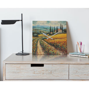 Golden Tuscany Dreams Square Wall Clock