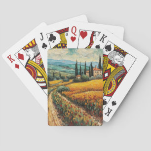 Golden Tuscany Wildflower Countryside Landscape Playing Cards