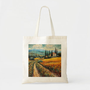 Golden Tuscany Wildflower Countryside Landscape Tote Bag
