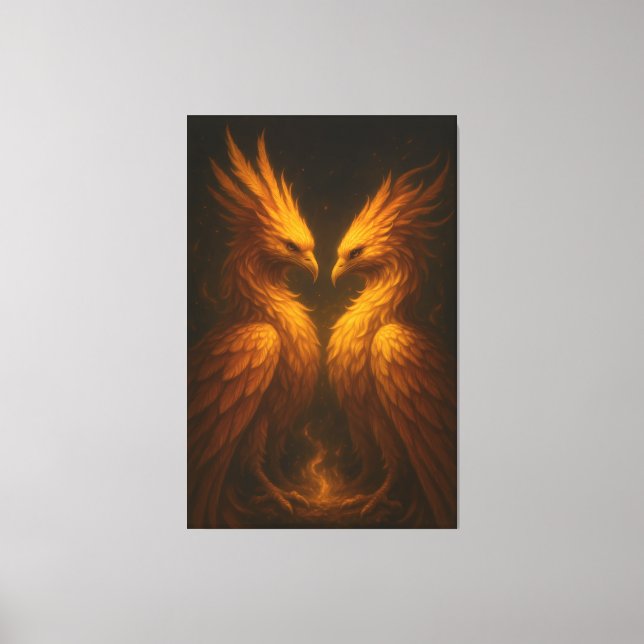 Golden Twin Phoenix • Luxury Fine Art Canvas (Front)