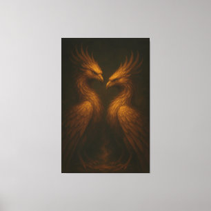 Golden Twin Phoenix • Luxury Fine Art Canvas