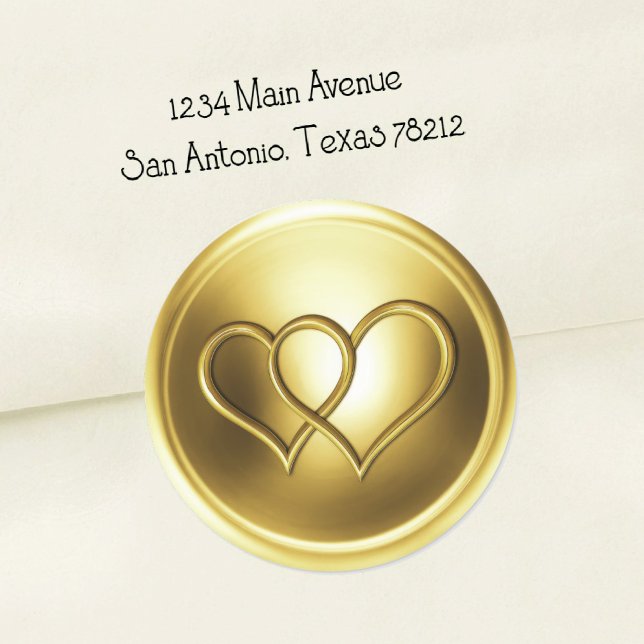 Golden Two Hearts Intertwined Wedding Classic Round Sticker (Creator Uploaded)