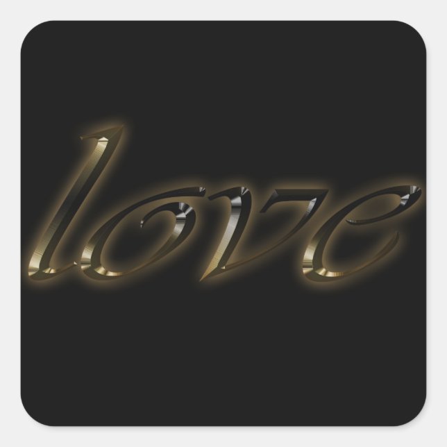 Golden Typography Gold Text Shiny Elegant Love Square Sticker (Front)