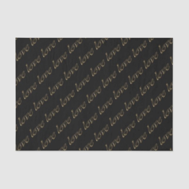 Golden Typography Gold Text Shiny Elegant Love Tissue Paper (Front)