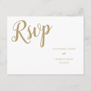 Golden typography wedding rsvp postcards