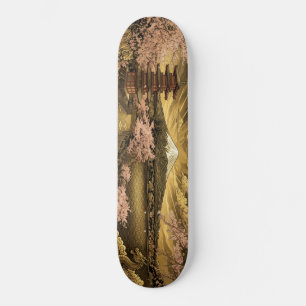 Golden Ukiyo-e Style Skateboard Mt. Fuji, Cherry