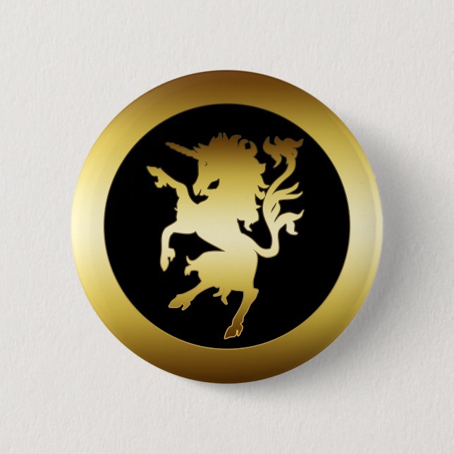 GOLDEN UNICORN 2 INCH ROUND BUTTON (Front)