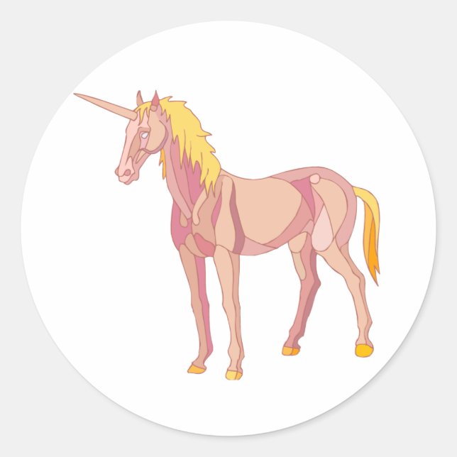 Golden Unicorn Mythical Figure Fairy Tale Creature Classic Round Sticker (Front)