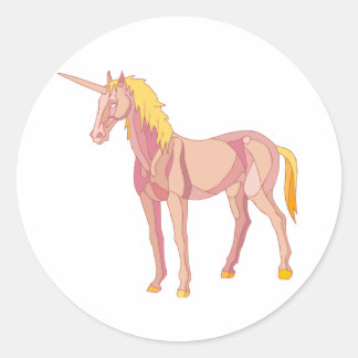 Golden Unicorn Mythical Figure Fairy Tale Creature Classic Round Sticker