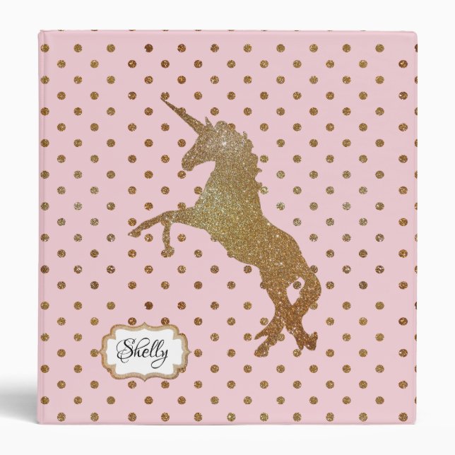 Golden Unicorn Pink scrapbook binder (Front)