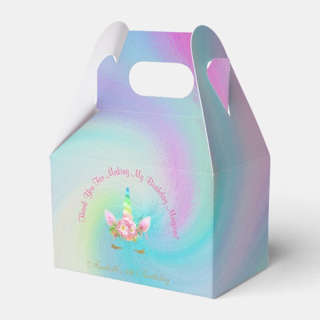 Golden Unicorn Rainbow Thank You Treat Box (Front Side)