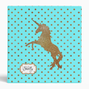 Golden Unicorn Robin Egg Blue scrapbook binder