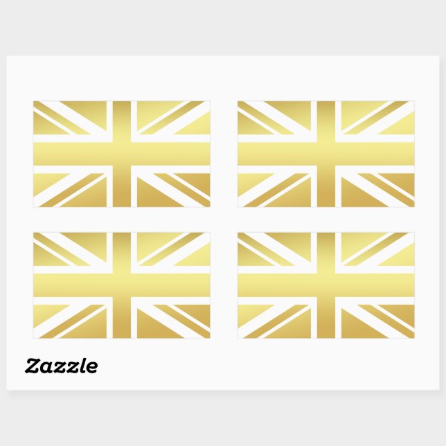 Golden Union Jack British Flag Sticker (Sheet)
