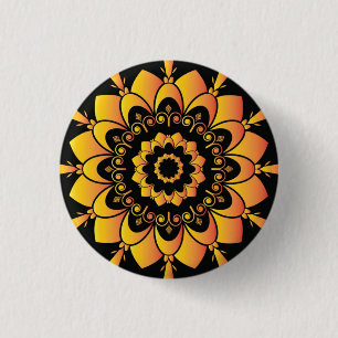 Golden Unique Mandala Design 1 Inch Round Button