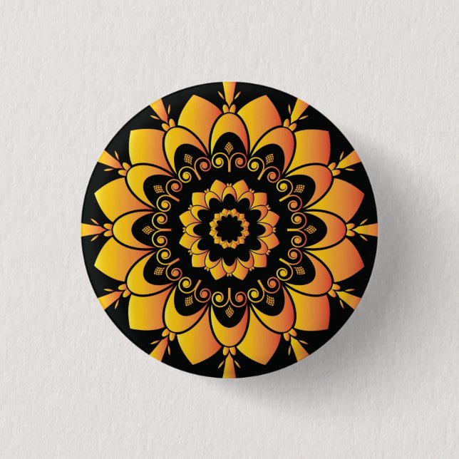 Golden Unique Mandala Design  1 Inch Round Button (Front)