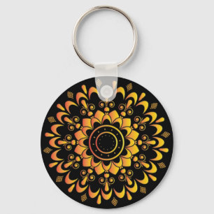 Golden Unique Mandala Design-95747 Keychain