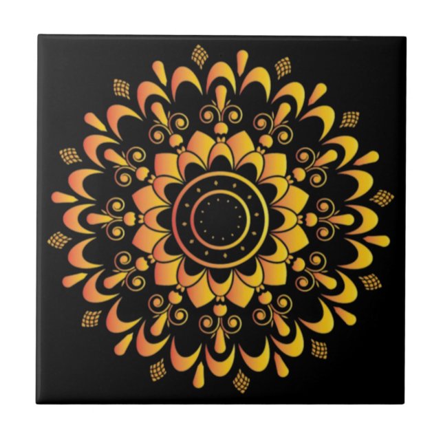 Golden Unique Mandala Design-95747 Tile (Front)