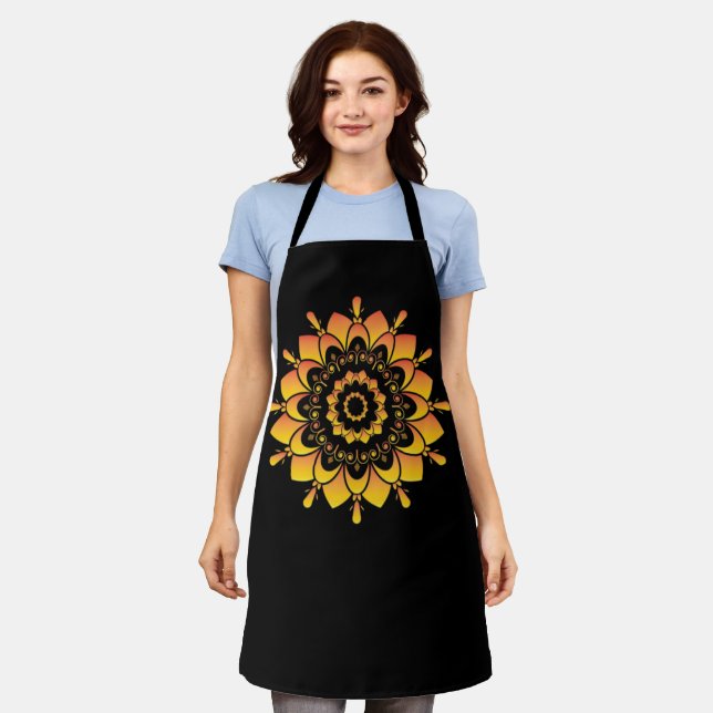 Golden Unique Mandala Design-95748 Apron (Worn)