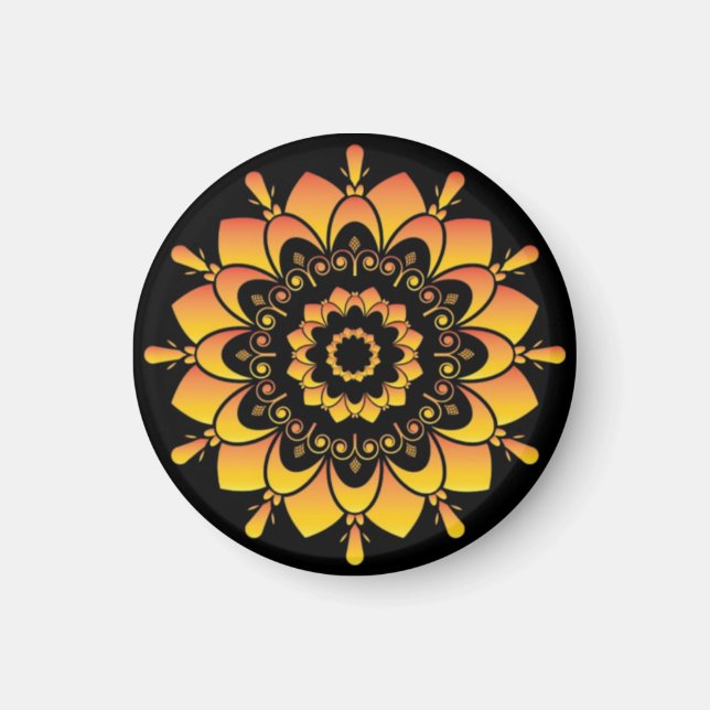 Golden Unique Mandala Design-95748 Magnet (Front)