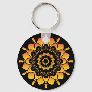 Golden Unique Mandala Design Keychain