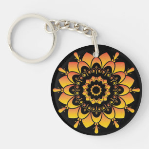 Golden Unique Mandala Design Keychain
