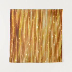 Golden upholstery, blue curtains with supports and tapestry