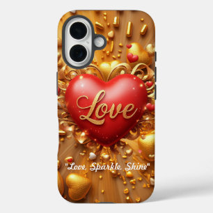 "Golden Valentine Glow" iPhone 16 Case